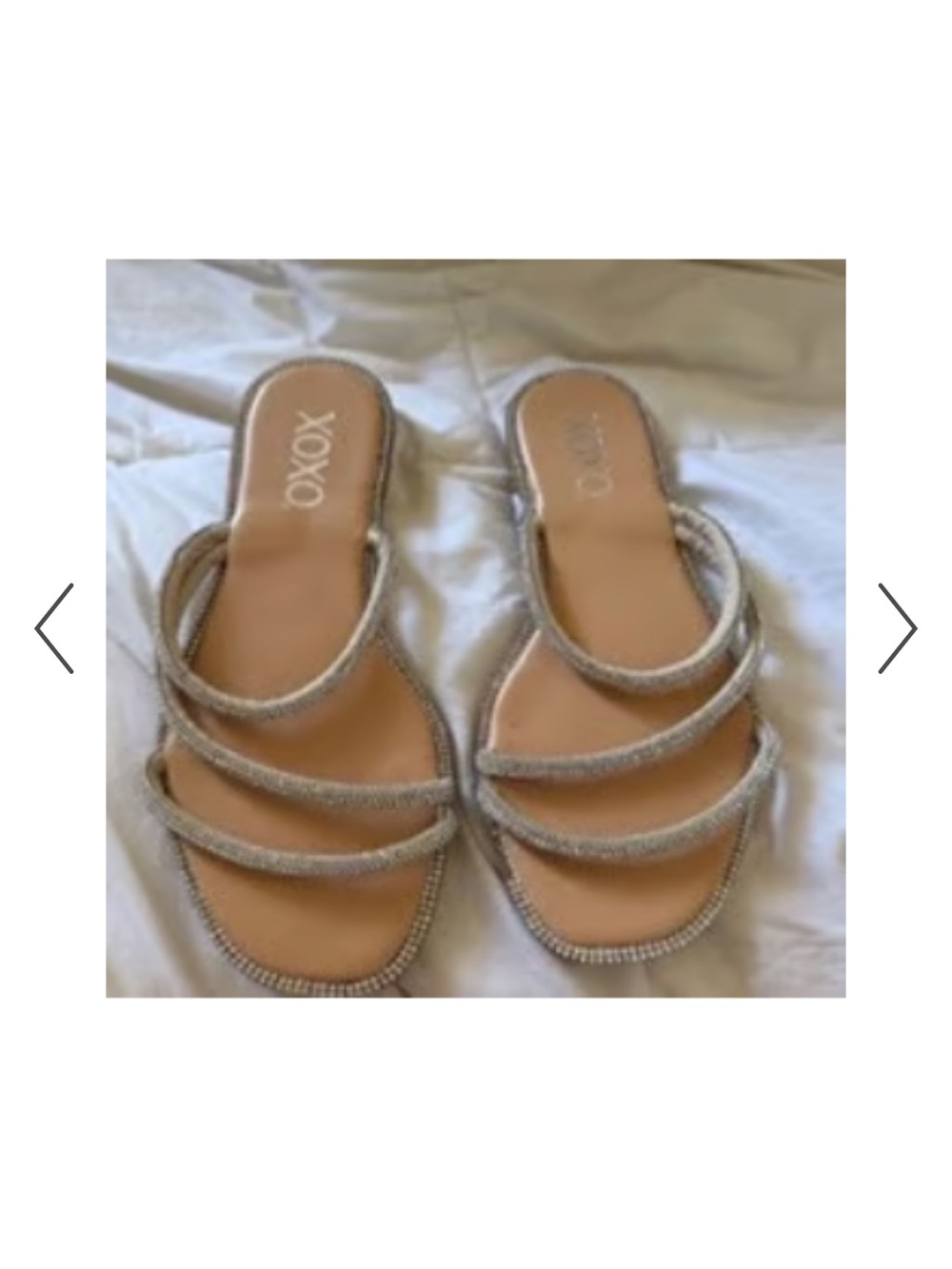 XOXO Silver Strappy Slide Sandals